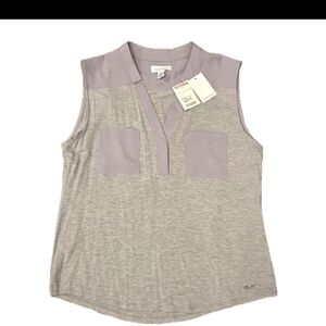 Calvin Klein Gray Sleeveless Top Blouse Womens M NO PURPLE NWT